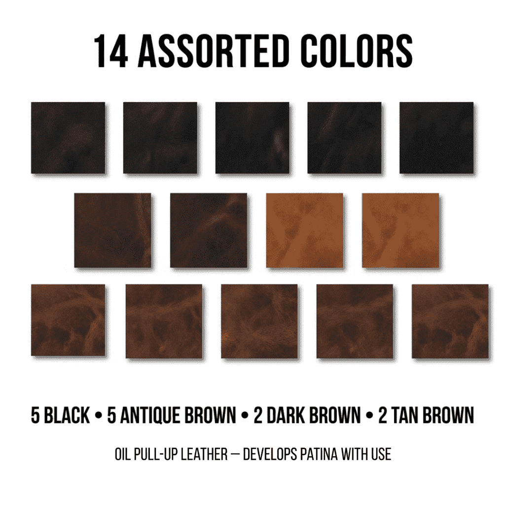 Crazy Horse Leather Squares 6x6 14-Pack, showing 4 color assortment overview