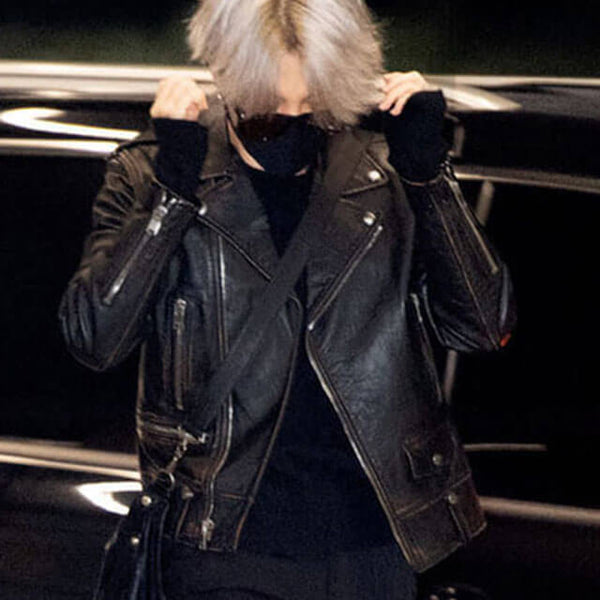BTS Jimin Black Leather Jacket
