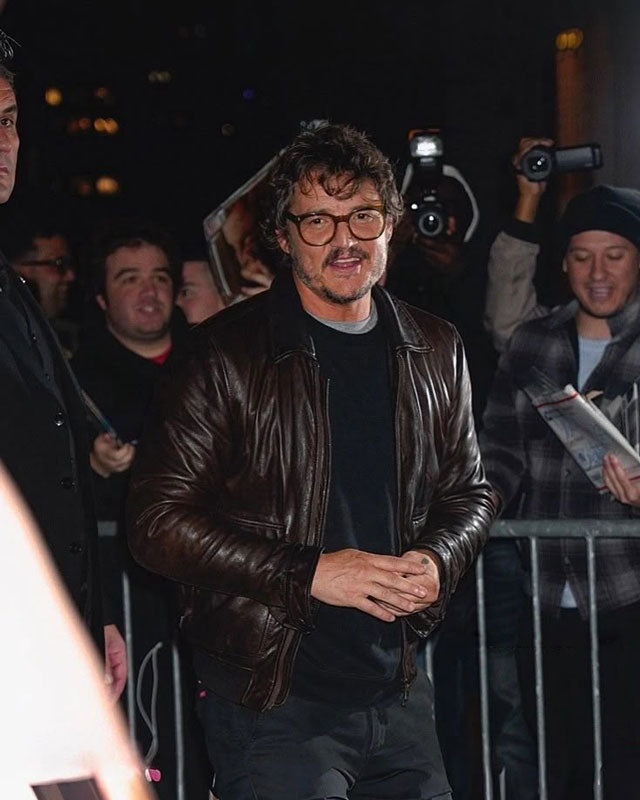 Pedro Pascal Dark Brown Leather Jacket