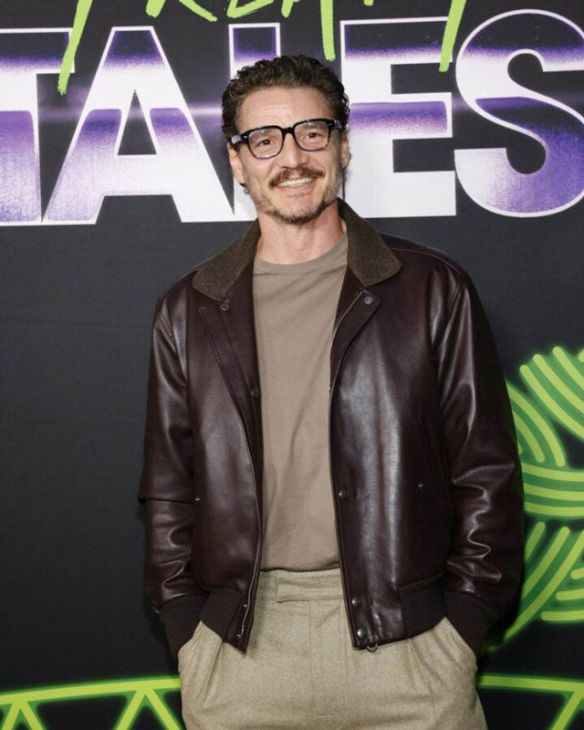 Pedro Pascal Dark Brown Leather Jacket