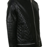 Men's Biker Black Real Leather Quilted Moto Jacket