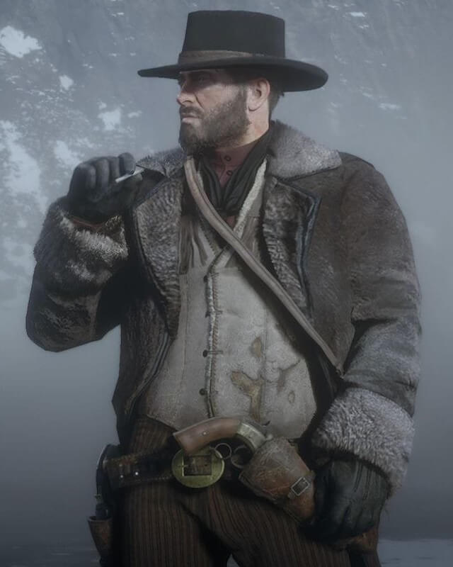RDR Arthur Morgan Black Shearling Leather Coat
