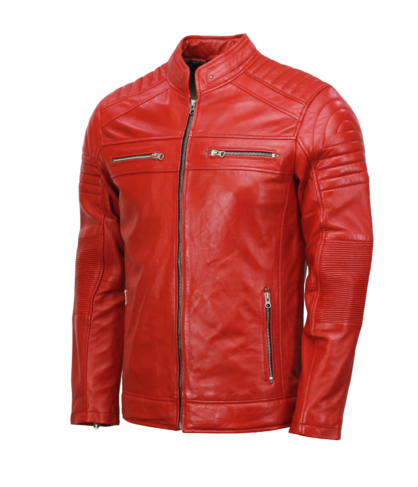 Men’s Café Racer Red Biker Leather Jacket
