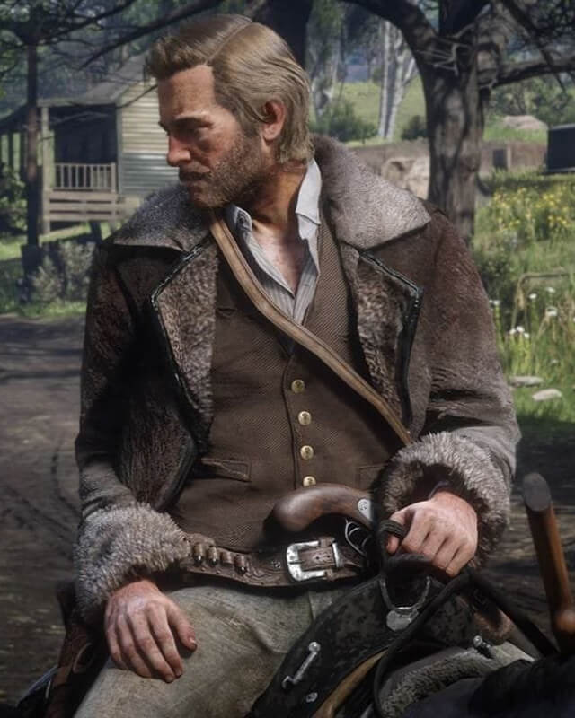 RDR Arthur Morgan Black Shearling Leather Coat