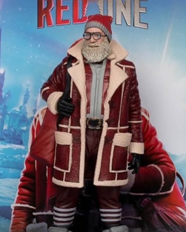 Red One Santa Shearling Leather Coat