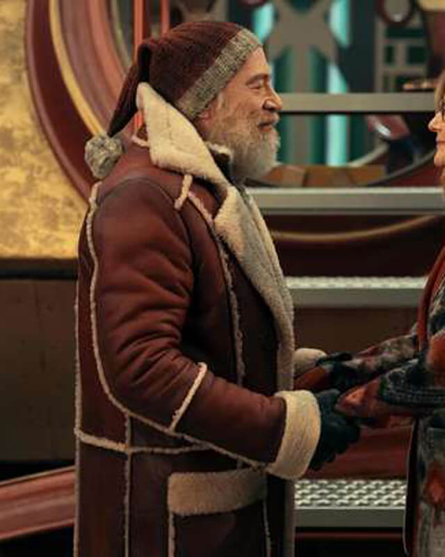 Red One Santa Shearling Leather Coat