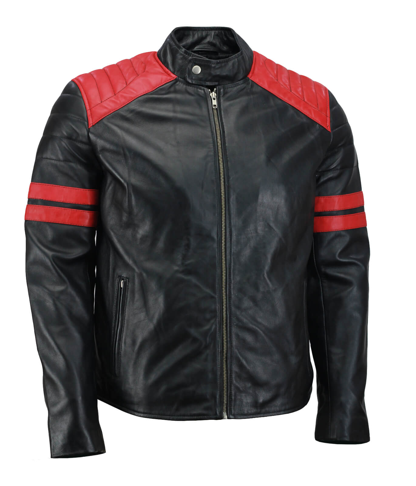 Men’s Black and Red Biker Leather Jacket