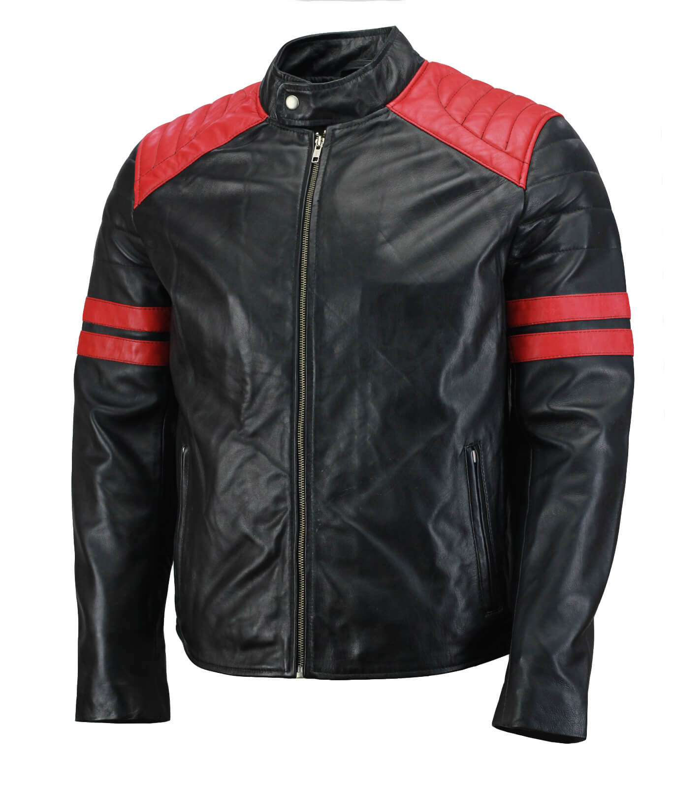 Men’s Black and Red Biker Leather Jacket