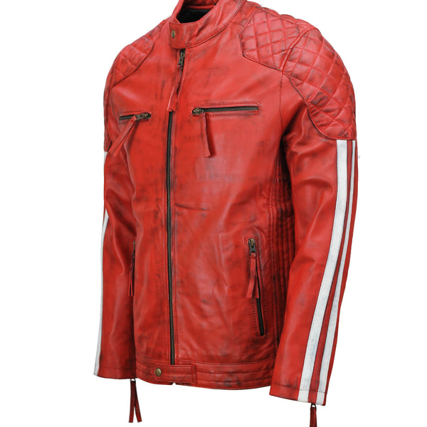 Men’s Red Motorcycle Leather Jacket