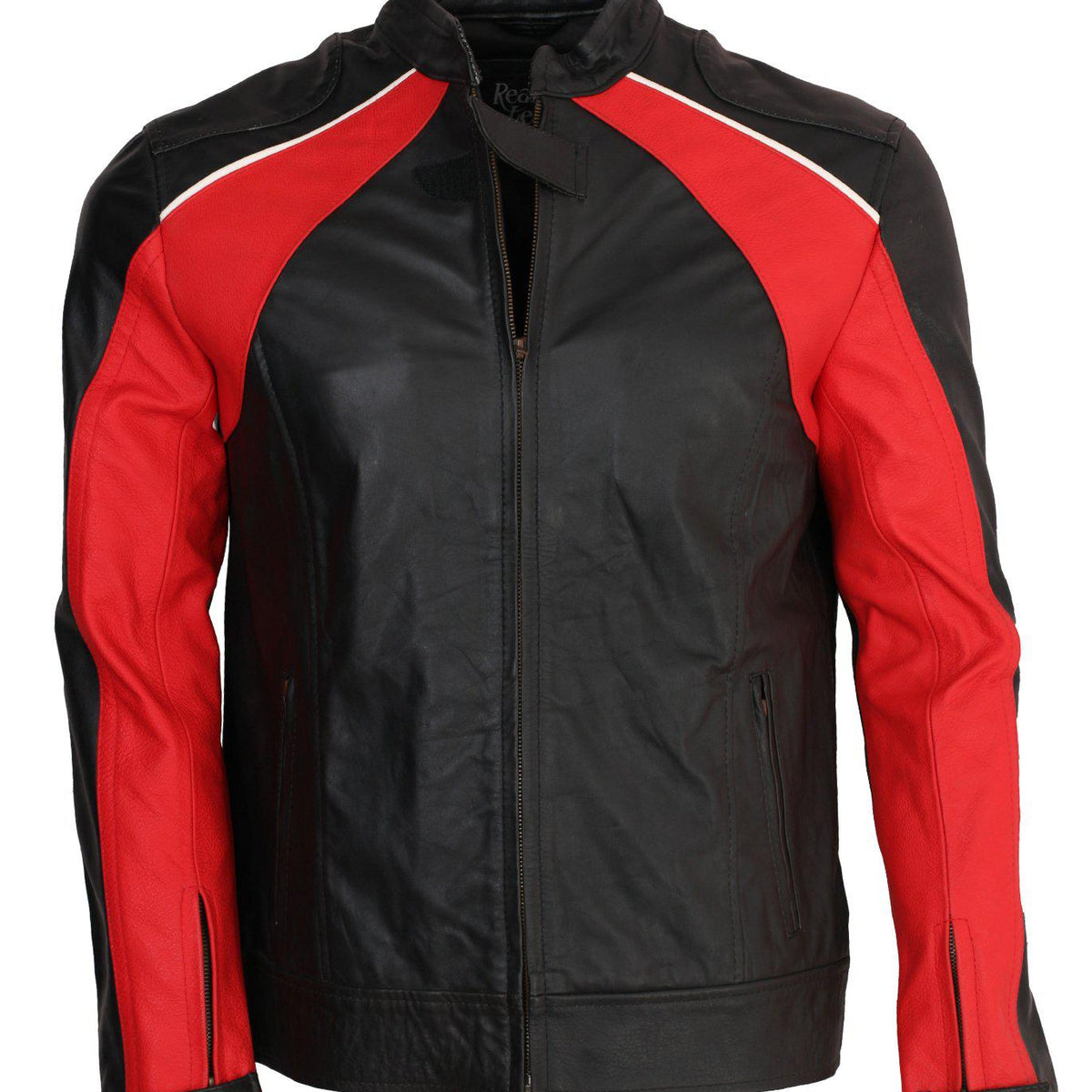 Men's Red and Black Genuine Leather Motocross Jacket