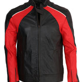 Men's Red and Black Genuine Leather Motocross Jacket