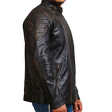 Embossed Skull Biker Leather Jacket