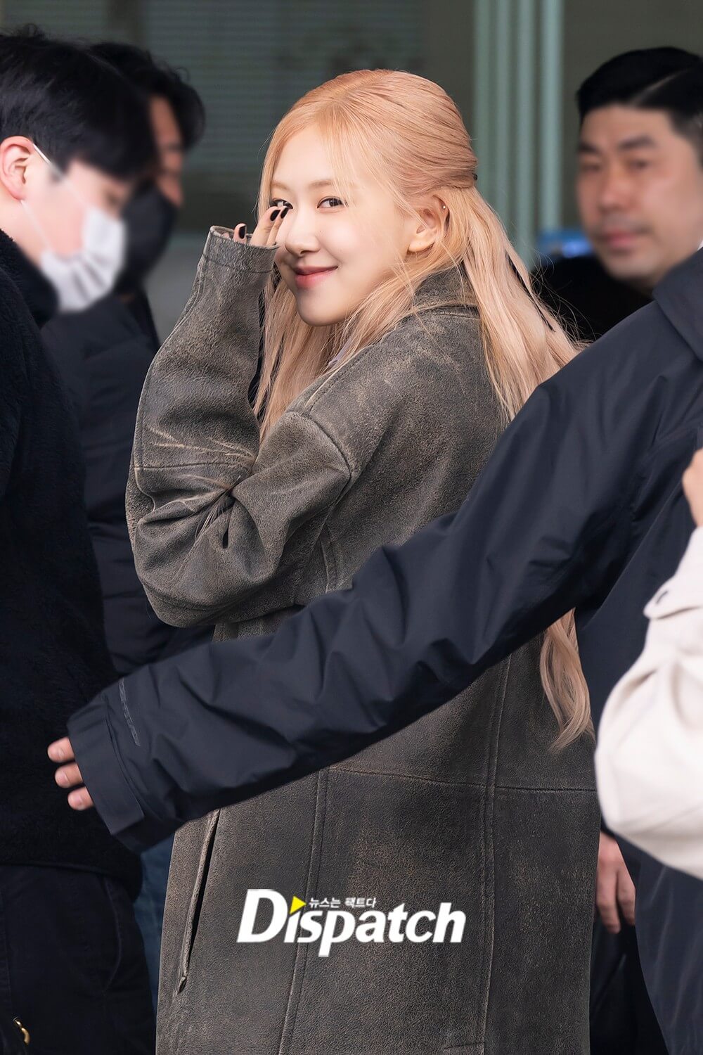 Blackpink Rose Distressed Oversized Leather Coat Women