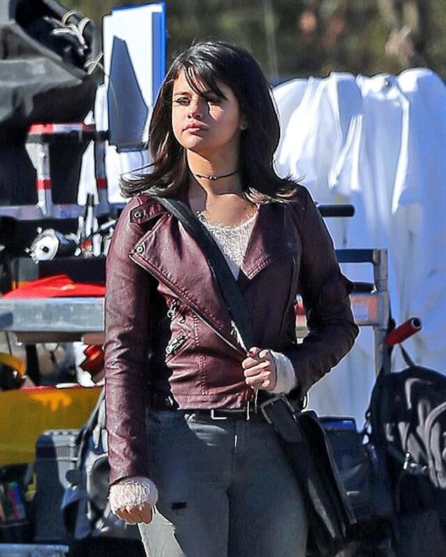Selena Gomez Fundamentals of Caring Maroon Leather Jacket