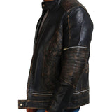 Men's Distressed Skull Leather Jacket