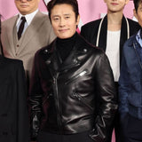 Squid Game Front Man Black Leather Jacket S02