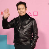 Squid Game Front Man Black Leather Jacket S02