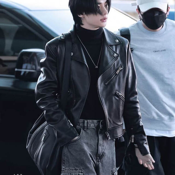 Stray Kids Hyunjin Biker Leather Jacket