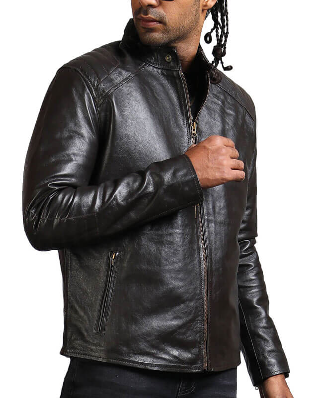 Dark Brown Biker Leather Jacket