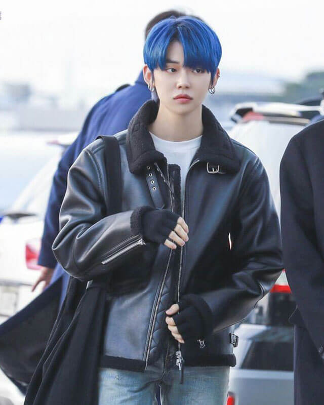 TXT Yeonjun Black Shearling Leather Jacket