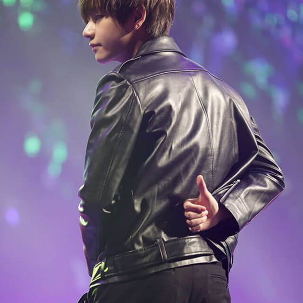 BTS Kim Taehyung Black Leather Jacket