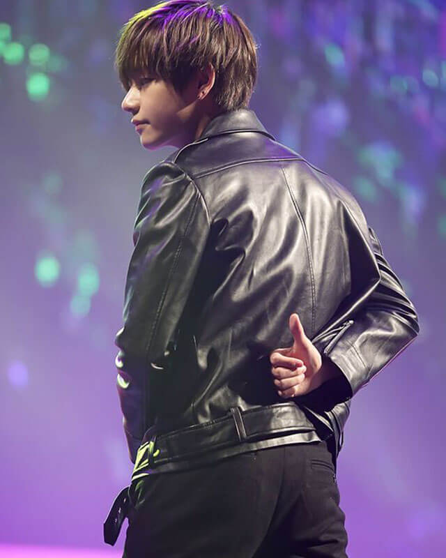 BTS Kim Taehyung Black Leather Jacket
