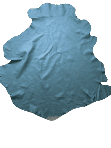 Teal Nappa Sheepskin Leather Hide AA Grade, showing whole hide laid flat