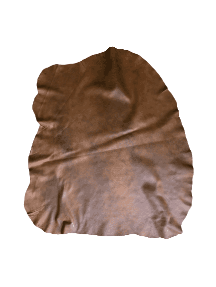 Tan Distressed Crazy Horse Sheepskin Leather Hide, showing whole hide laid flat