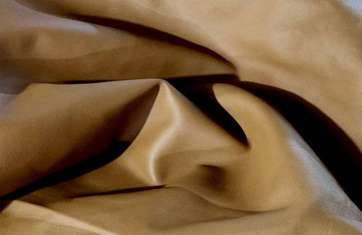 Tan Nappa Sheepskin Leather Hide AA Grade, showing smooth natural surface texture
