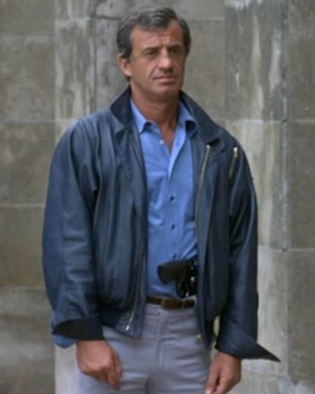 The Professional Jean-Paul Belmondo Blue Leather Jacket