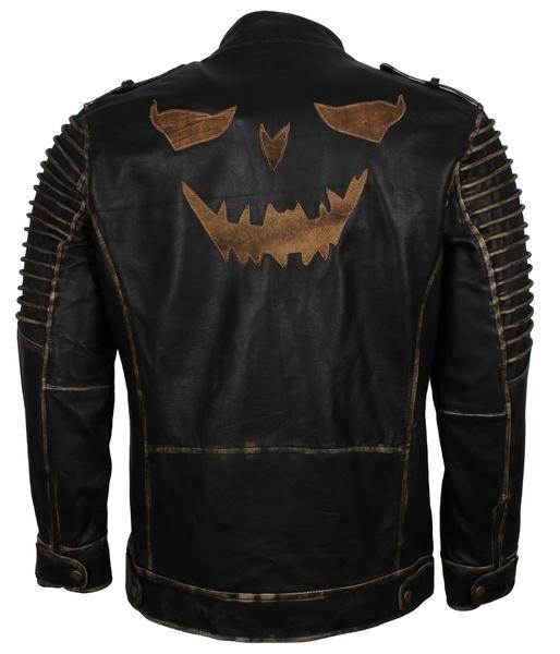 Men's Black Hooded Killing Joke Scarecrow Genuine Leather Jacket