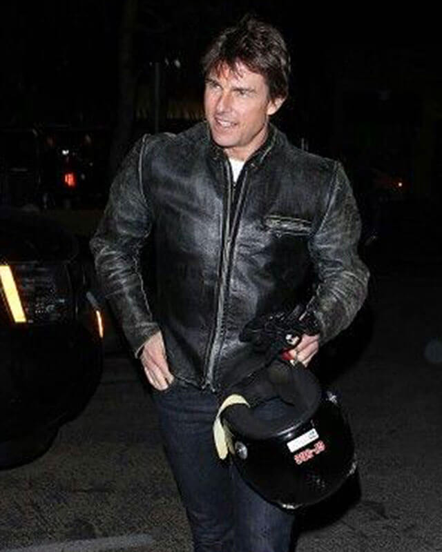 Distressed Biker Tom Cruise Leather Jacket