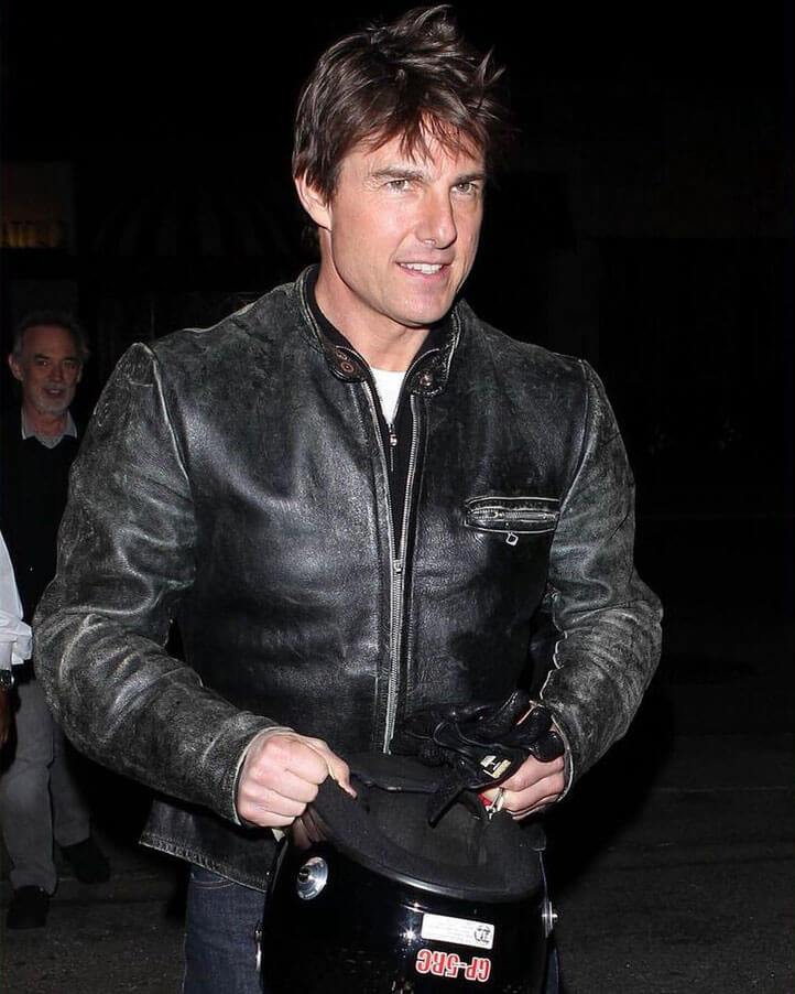 Distressed Biker Tom Cruise Leather Jacket