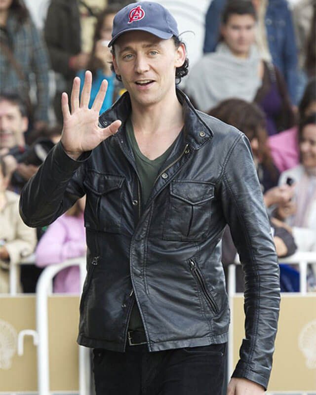 Tom Hiddleston Black Trucker Leather Jacket