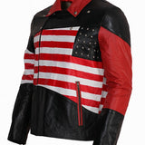 American Flag Leather Jacket with Stars and Stripes