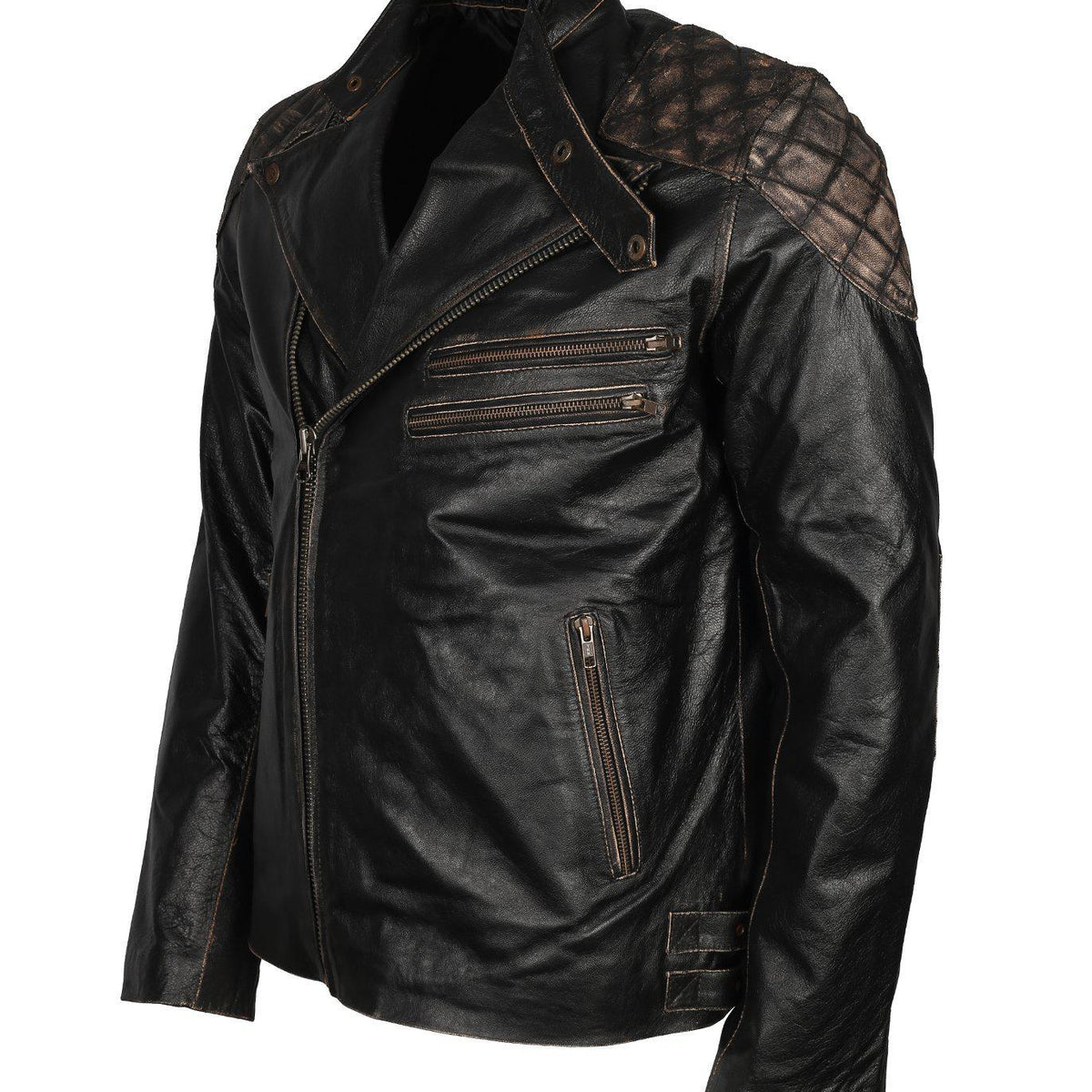 Men's Skull Crossbones Genuine Leather Motorcycle Jacket