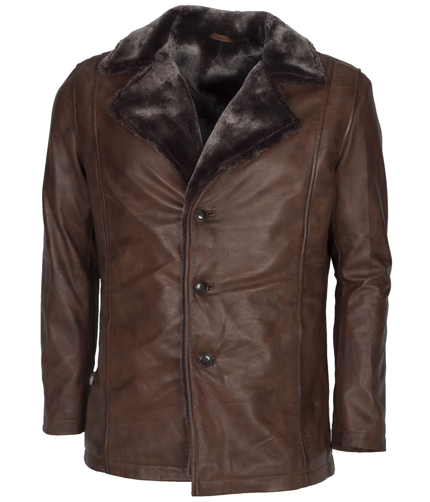 Men's Dark Brown Shearling Leather Coat