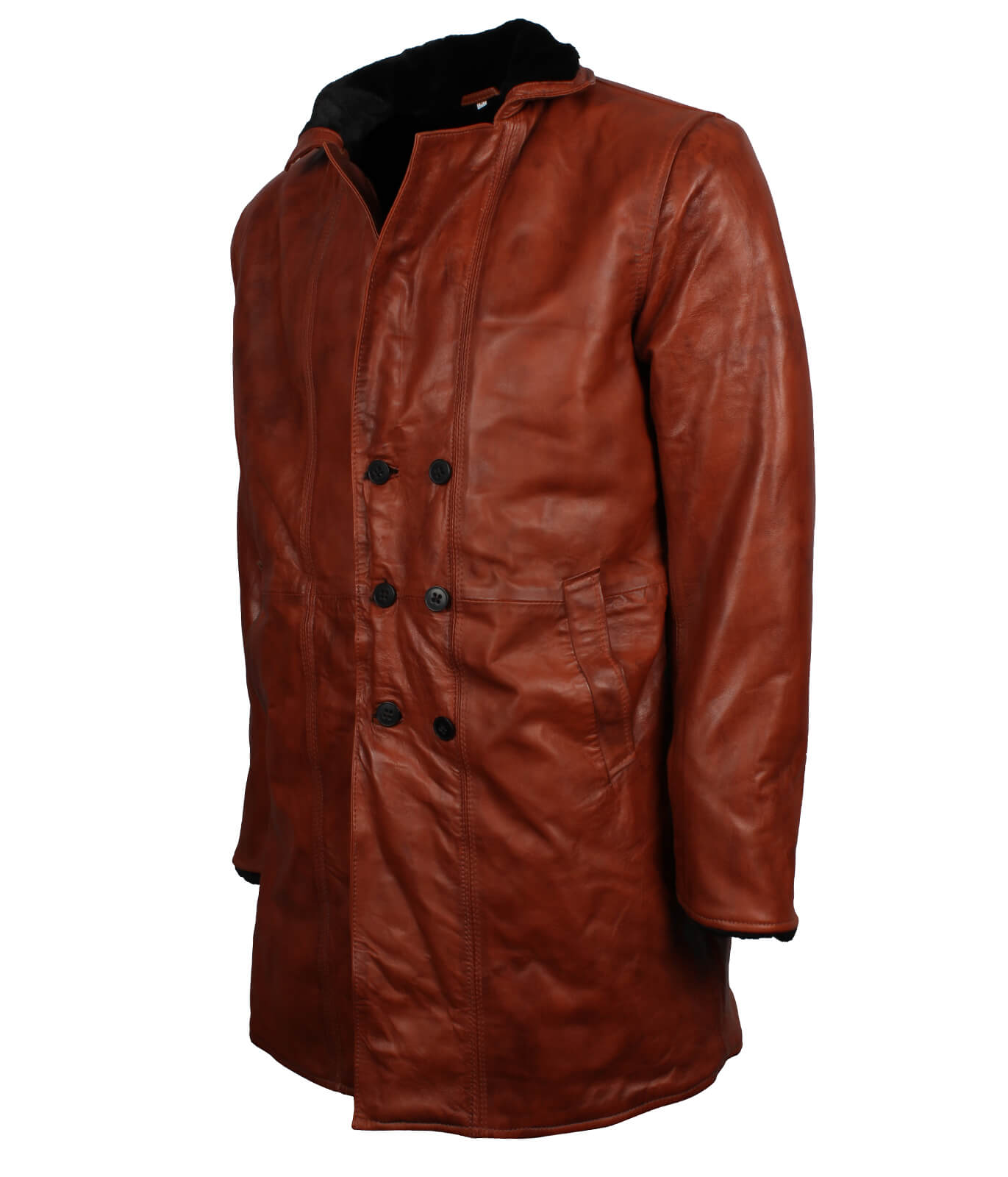 Men’s Brown Vintage Leather Shearling Coat