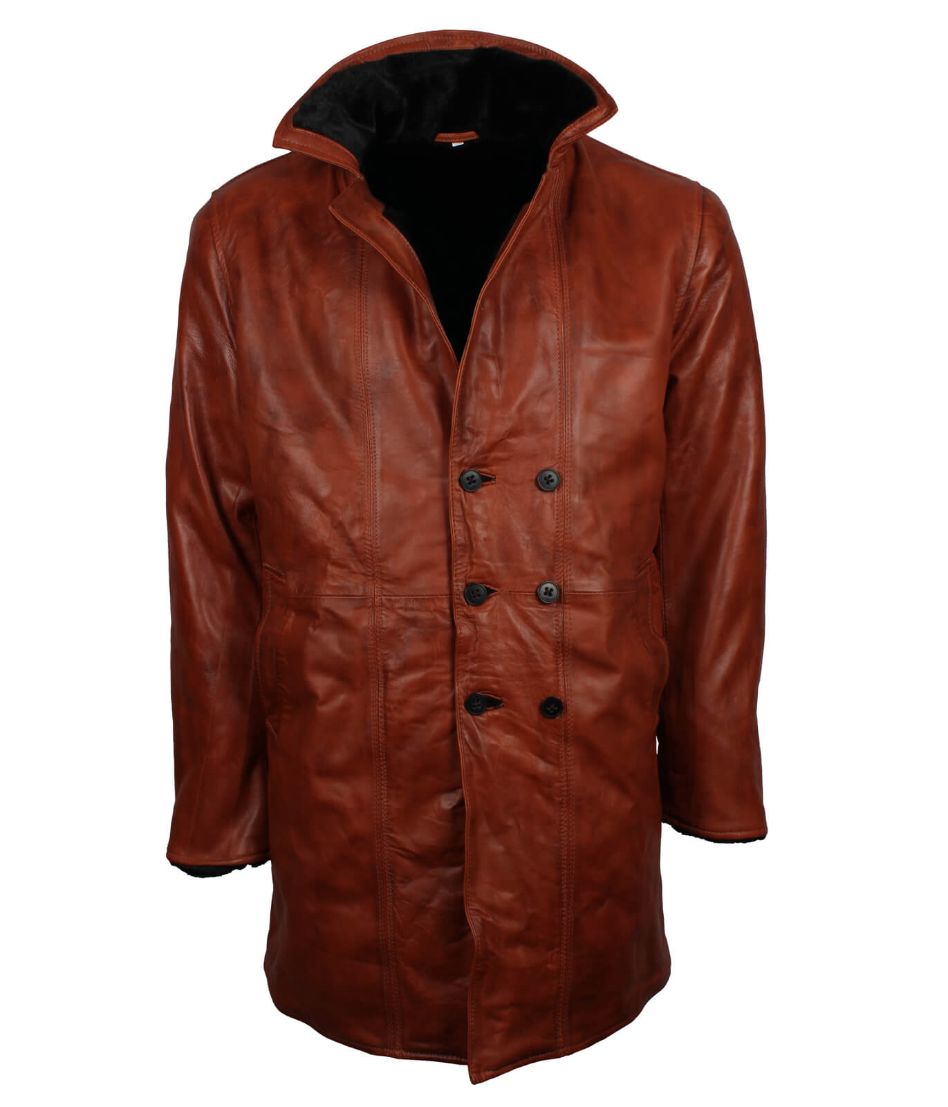 Men’s Brown Vintage Leather Shearling Coat