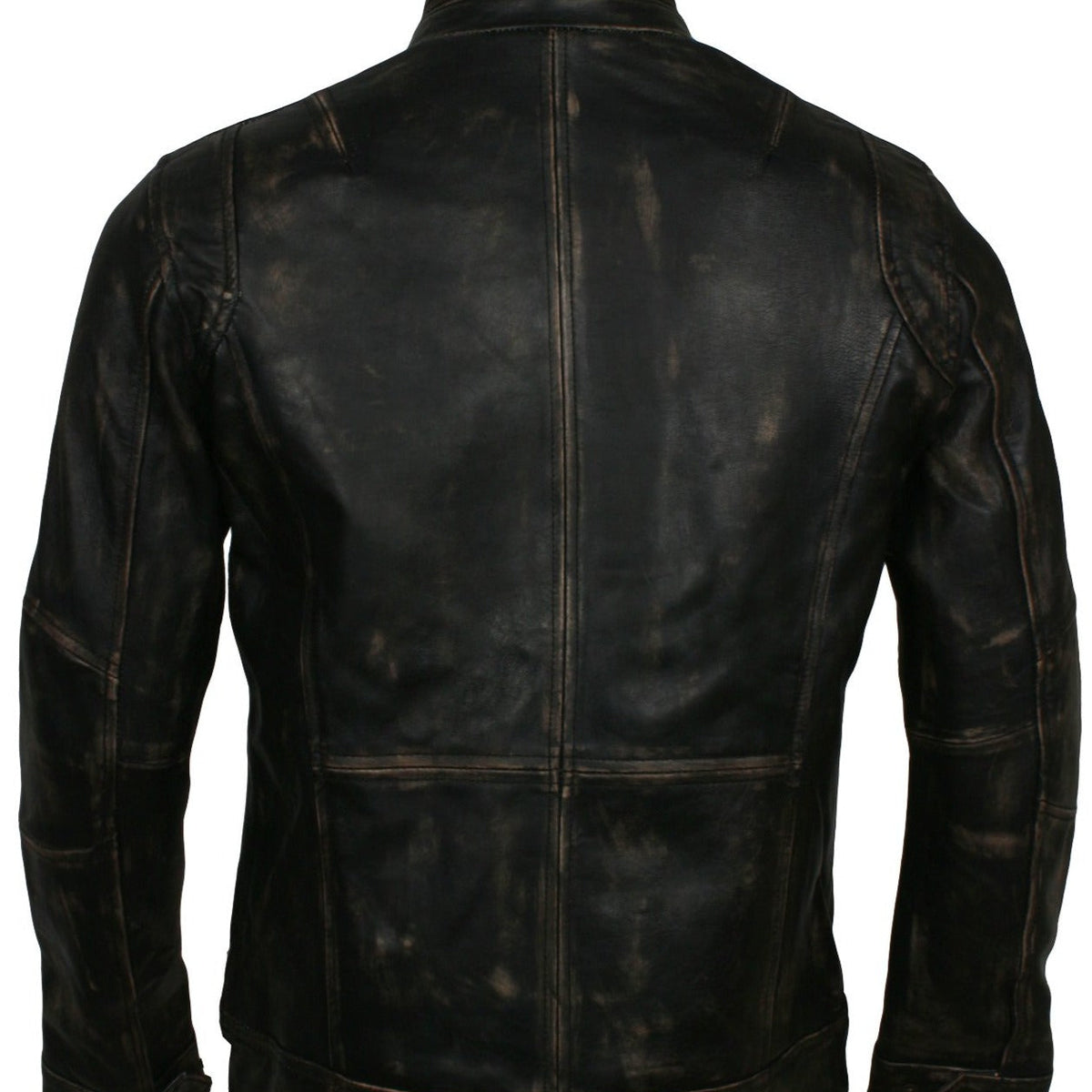 Distressed Vintage Leather Jacket Mens Biker