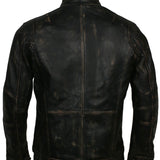 Distressed Vintage Leather Jacket Mens Biker
