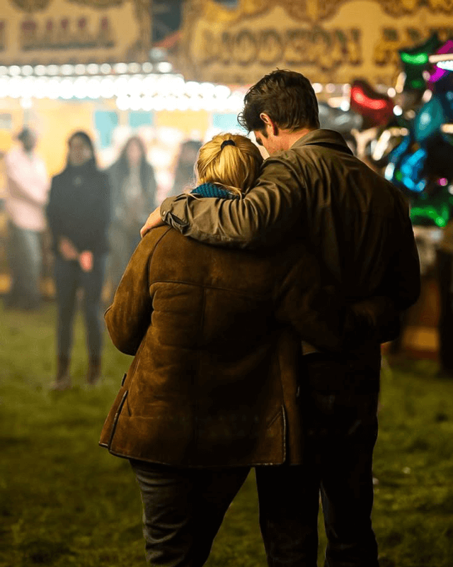 We Live in Time Florence Pugh Suede Shearling Jacket