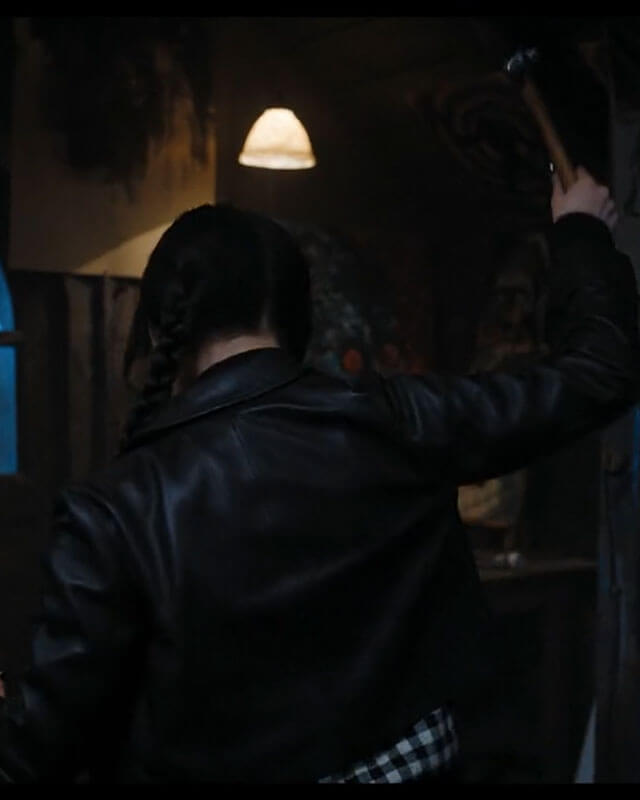 Wednesday Black Cropped Leather Jacket