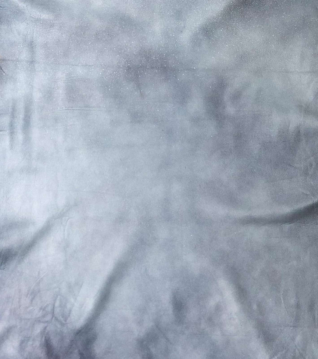 Blue Distressed Crazy Horse Sheepskin Leather Hide, showing pull-up grain texture close-up
