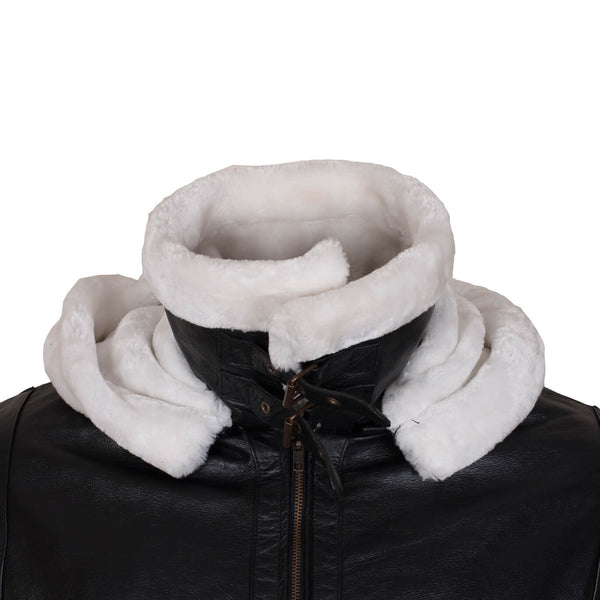 Men’s Shearling Black B3 Bomber Jacket with Hood