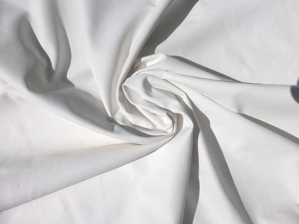 White Nappa Sheepskin Leather Hide AA Grade, showing soft supple drape for apparel