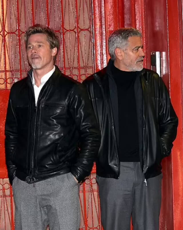 Brad Pitt Wolves Black Leather Jacket