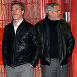 Brad Pitt Wolves Black Leather Jacket