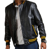 Yellow Striped Black Bomber Jacket