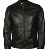 American Flag Skull Biker Leather Jacket in Real Leather